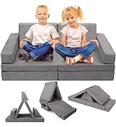 Xilingol Kids Couch Toddler Couch, 10Pcs Kids Modular Play Couch, Kids Fold Out Sofa with Ottoman...