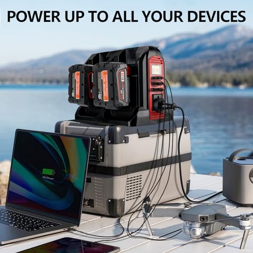 350W Power Supply Inverter Outdoor Generators Converter DC 20V to AC 110V ~120V with AC Outlet &USB Port&Type-C Port& LED Light