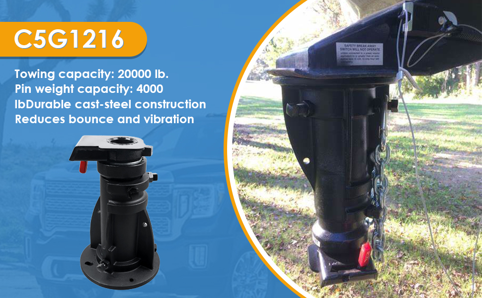 Adjustable Cushioned RV 5th Wheel to Gooseneck Adapter- 12