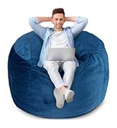 Homguava Bean Bag Chair: 4' Bean Bags with Memory Foam Filled, Large Beanbag Chairs Soft Sofa wit...