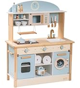 ROBUD Wooden Laundry Playset, Washer and Dryer Set for Kids, Realistic Pretend Play Washing Machi...