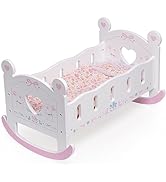 ROBUD Wooden Baby Doll Crib, Baby Doll Bed with Cozy Bedding, Fits Up to 18 Inch Doll Accessories...