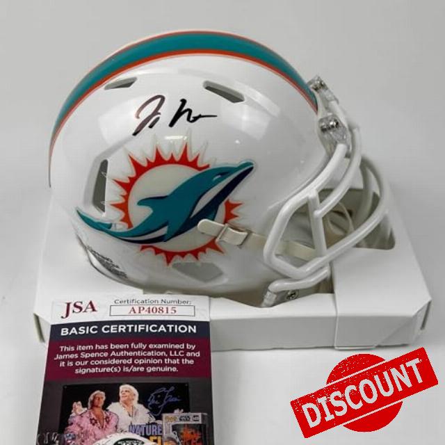 Autographed/Signed Jaylen Waddle Miami Dolphins Mini Football Helmet Beckett BAS COA