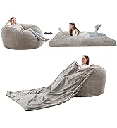 Homguava Bean Bag Chair: 6' Bean Bags with Memory Foam Filled, Large Beanbag Chairs Soft Sofa wit...