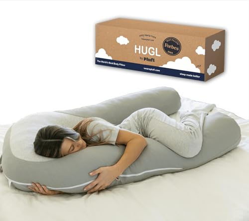 Great for Side Sleepers & Pregnant Women | Plush & Supportive with Machine Washable Cover | Pregnancy Must Haves | Grey