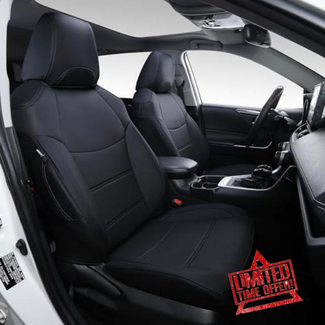 Toyota RAV4 Seat Covers Waterproof Faux Leather Car Seat Covers Full Set for Toyota RAV4 2024 2023 2022 2021 2020 2019 (Pure Black)