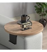 Couch Tray Table Adjustable for Wide and Small Sofa, Round Wooden Sofa Armrest Tray Table, Space ...