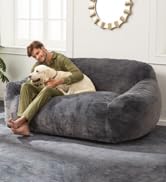 Homguava Modern Sofa Loveseat Couch,2-Seater Soft Faux Fur Sofa Futon Couch Love Seat for Small S...