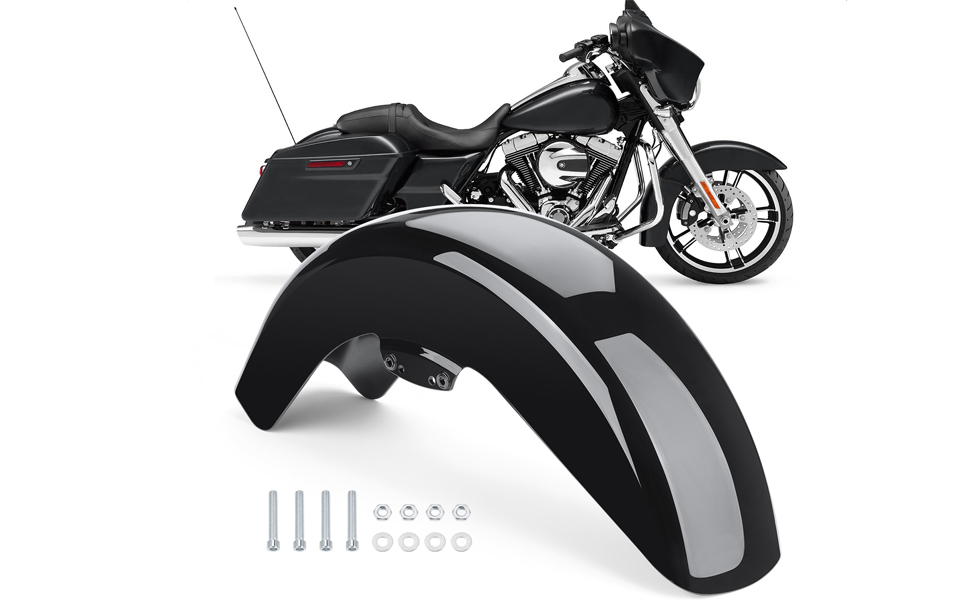 Vivid Black Front Fender For Harley Touring Street Road Glide 2014-2023