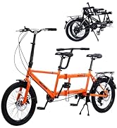 Foldable Tandem Bike, 20 Inch Family Tandem Bikes for Adults, Adjustable 7-Speed Tandem Bicycles ...