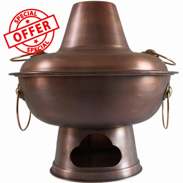 Thickened Copper Hot Pot Pure Copper Charcoal Fire Boiler Hot Pot Pure Copper Charcoal Fire Copper Pot (Color : Brass