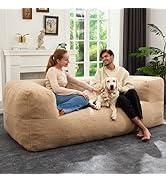 Homguava Giant Bean Bag Chair Sofa,Memory Foam Filled Floor Loveseat with Soft Sherpa Teddy Cover...