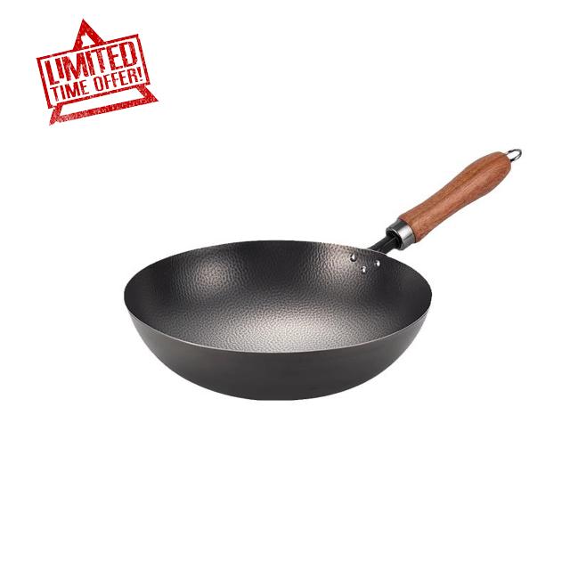 Titanium Nonstick Wok Pan | Non-Stick Coating with Titanium | Dishwasher Safe | Frying Pan with Detachable Handle|Black (Black 34cm)