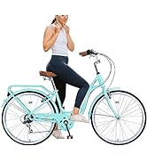 Womens Beach Cruiser Bike 26 Inch Bicycles for Women Adjustable Seat, 7 Speed Commute Bike for Wo...