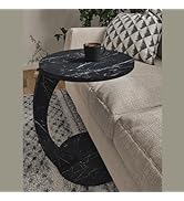 Furpinea C Shaped End Table for Couch Small Places, Space Saver Round Side Table for Sofa and Bed...