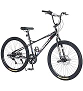 26 Inch Mountain Bike for Boys and Girls, 7 Speeds Mountain Bikes Teen Bikes, Carbon Steel Frame ...