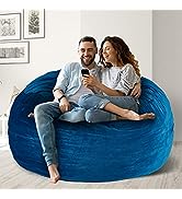 Homguava Bean Bag Chair: 4' Bean Bags with Memory Foam Filled, Large Beanbag Chairs Soft Sofa wit...