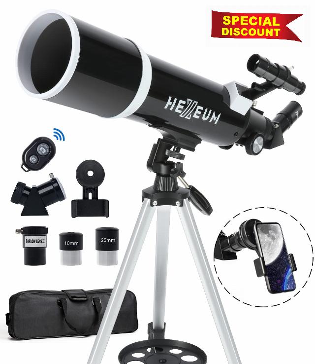 Telescope for Adults & Beginner - 80mm Aperture 600mm Fully Multi-Coated High Transmission Coatings with AZ Mount Tripod Phone Adapter