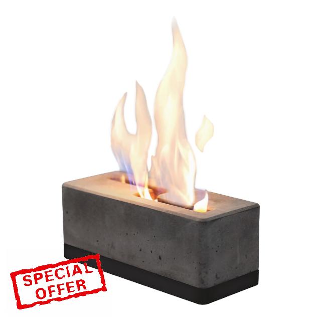 FLIKR Fire XL Personal Concrete Fireplace – Tabletop Smokeless Fire Pit with Fire Pit Snuffer Lid Safe for Indoor & Outdoor Use