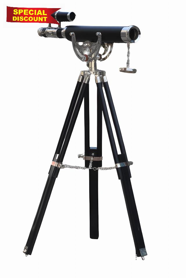 HM Nautical- Vintage Retro Solid Brass Nautical Port Marine Navy Telescope Double Barrel Brass Chrome Finish & Double Barrel Telescope