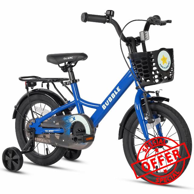 Bubble 12 14 16 Inch Kids Bike for 3-8 Years Old Boys & Girls Bicycles with Basket & Training Wheels & Rear Rack