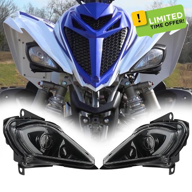 LED Headlights Assembly Kit for Yamaha Raptor 250 350 700 700R YFZ450 YFZ450R YFZ450X Wolverine 350 450 Accessories 1 Pair