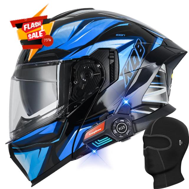 Bluetooth Modular Motorcycle Helmet DOT Approved Full Face Dual Visor Adult Street Bike Integrated Helmet Motorbike Motor Street Bike Racing Helmet for Adults Men and Women M-XXL