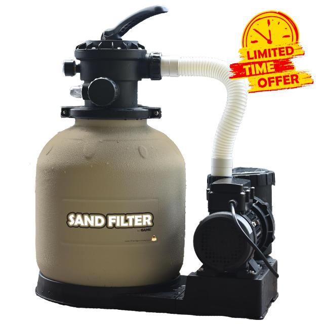 GAME 7011-E Sand Filtration System - 16-Inch Above-Ground Pool Filter Tank with Digital Timer
