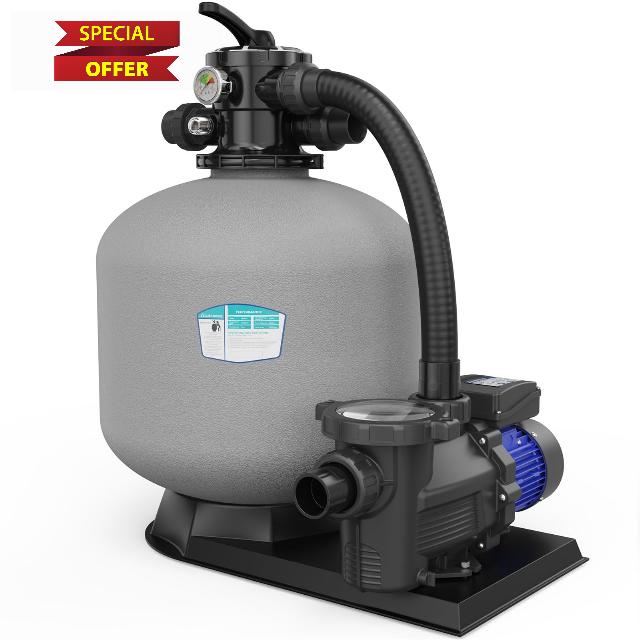 AQUASTRONG 20in Sand Filter Pump for Inground Pool with Timer