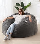 Homguava Chenille Bean Bag Chair, Variable Shape from Bean Bag to Bed Matress, Convertible Beanba...
