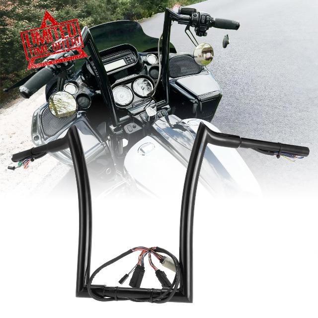 14" Rise Pre-wired Ape Hangers Road Glide Handlebars with CAN-Bus/TBW/Heated Grips Wire 1.25" Fat Meathook Bar for 2008-2013 Harley Road Glide/Road Glide Special/Road Glide Ultra