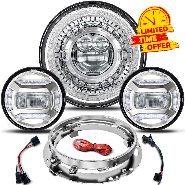 HWSTAR 2024 New 1000% Bright Anti-glare DOT 7 inch LED Headlight Motorcycle Kit Compatible with Harley Davidson Road King Softail Fat boy Electra Street Glide etc w/Start-up Gradient Welcome Halo DRL