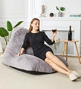 Homguava Bean Bag Chair Sherpa Bean Bag Lazy Sofa Beanbag Chairs for Adults, Teens with High Dens...