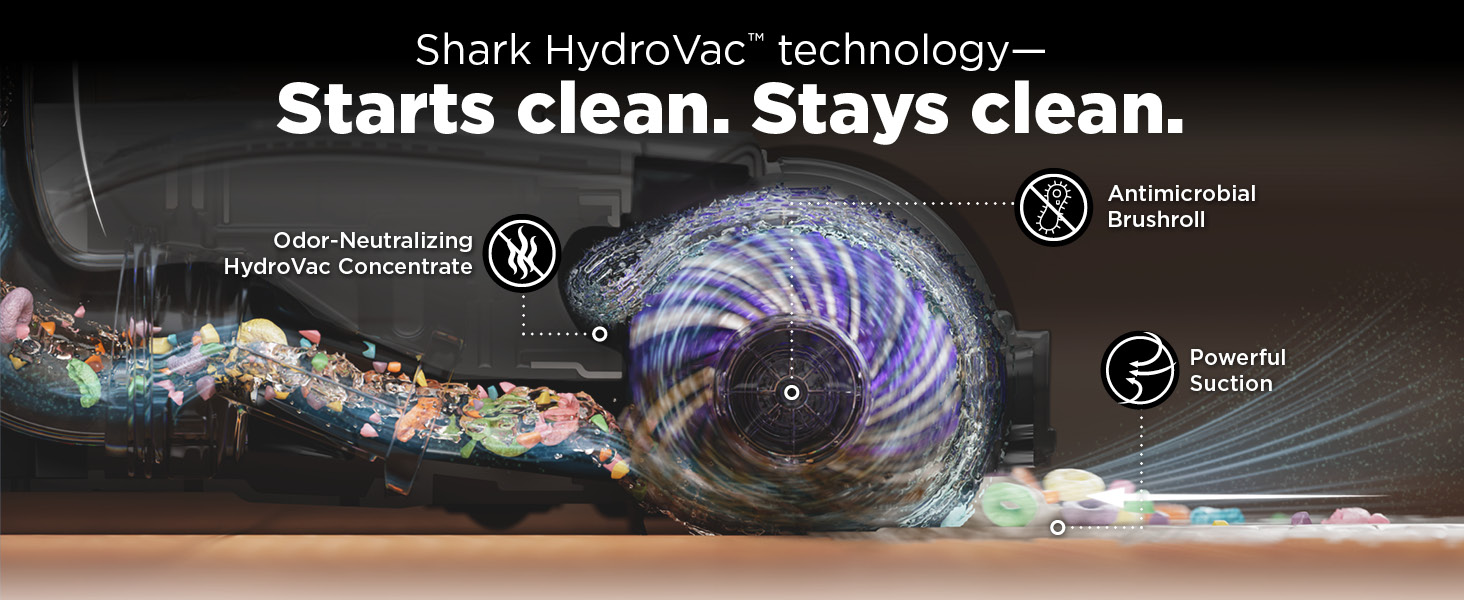 Shark HydroVac clean Antimicrobial Brushroll Odor-Neutralizing HydroVac Concentrate Powerful Suction