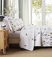 grey striped quilt set