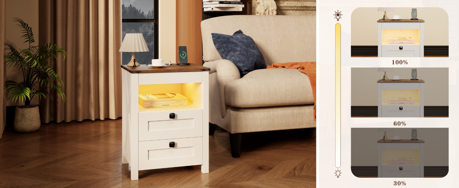 3 Color LED Nightstand with Gun Drawer