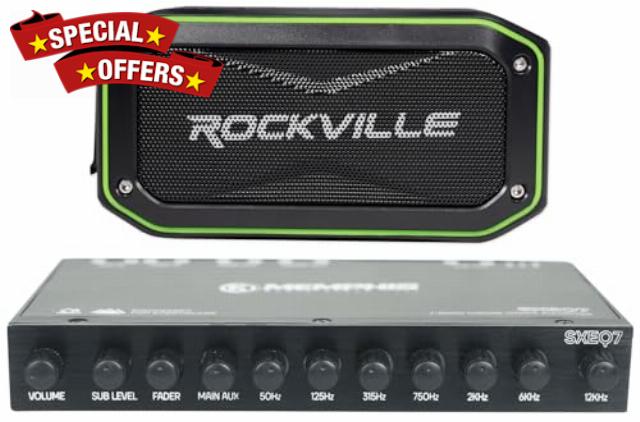 Bundle: (1) Memphis Audio SXEQ7 Half 1/2 Din 7-Band Marine EQ Equalizer 4 Boat/ATV/UTV/RZR Bundle with (1) Rockville Rock Anywhere Waterproof Portable Bluetooth Speaker (2 Item)