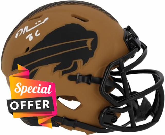 Dalton Kincaid Buffalo Bills Autographed Riddell 2023 Salute to Service Speed Mini Helmet - Autographed NFL Mini Helmets