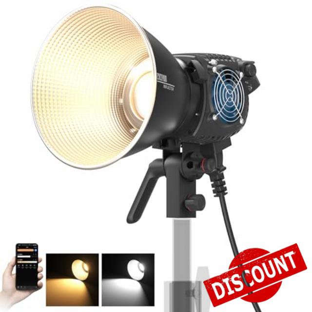 ZHIYUN MOLUS B200 200W COB LED Video Light 2700K-6500K CRI 96+ TLCI 96+ 39990 Lux/1M App Control 13 Scene Effects Bowens Mount Silent Continuous Output Lighting for Photography Studio Film Light