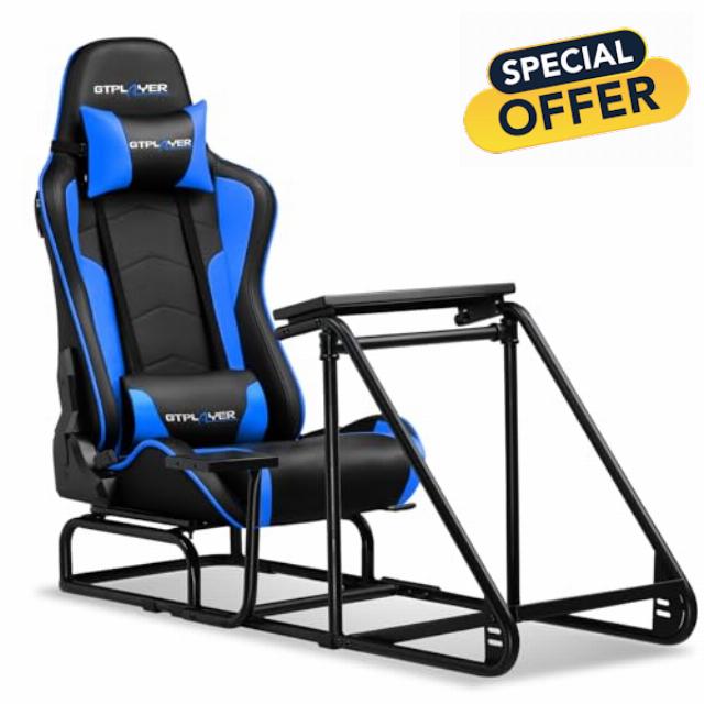 GTPLAYER Racing Simulator Cockpit with Gaming Chair and Bluetooth Speakers