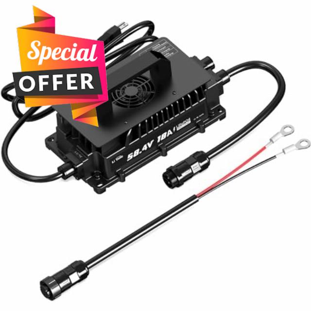 LiTime 58.4V 18A Lithium Battery Charger for 48V (51.2V) LiFePO4 Battery