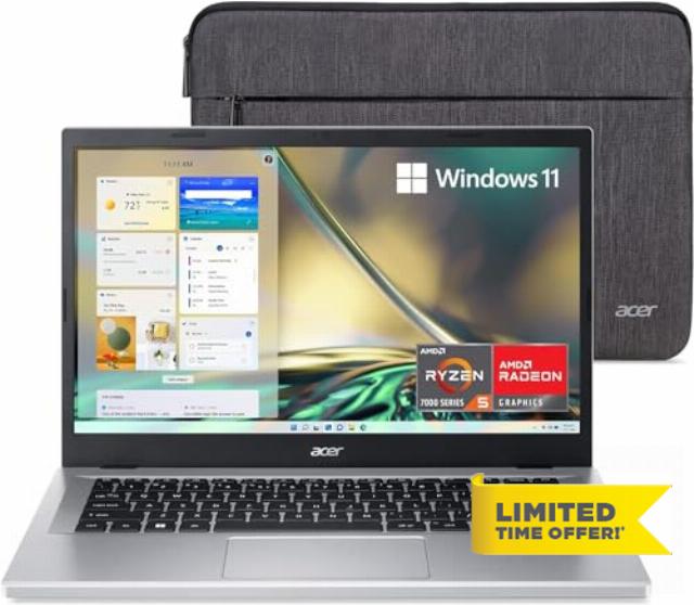 Acer Aspire 3 A314-23P-R3QA Slim Laptop | 14.0" Full HD IPS Display | AMD Ryzen 5 7520U Quad-Core Processor | AMD Radeon Graphics | 8GB LPDDR5 | 512GB NVMe SSD | Wi-Fi 6 | Windows 11 Home