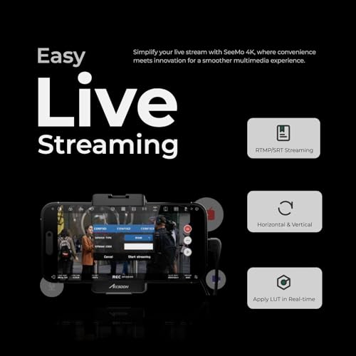 UHD Monitor 2160 30fps for iOS Device Support H.264 Video Compression RTMP Recording Live Streaming-Black
