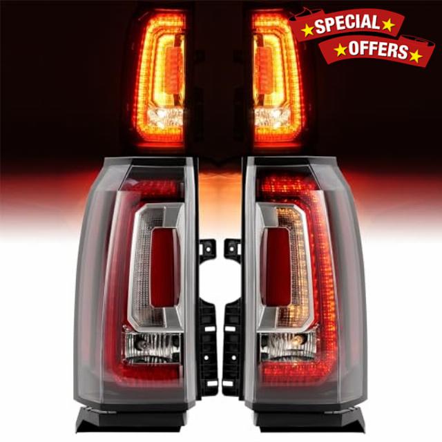 HECASA Pair Tail Light LED Compatible with 2015-2020 GMC Yukon/GMC Yukon XL Brake Lamp Taillight Replacement for 84536242 84536243 GM2800268C GM2801268C Clear Lens Driver & Passenger Side