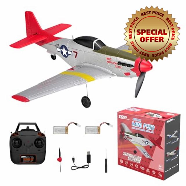 SPEEDY BEE RC Plane for Adults: P51 Mustang 4 Channel Remote Control Airplane with 3 Modes One-Key U-Turns Aerobatic RTF Kit for Beginners Kids Boy Gift Hobby