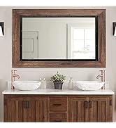 YOSHOOT Rustic Wooden Framed Wall Mirror, 48