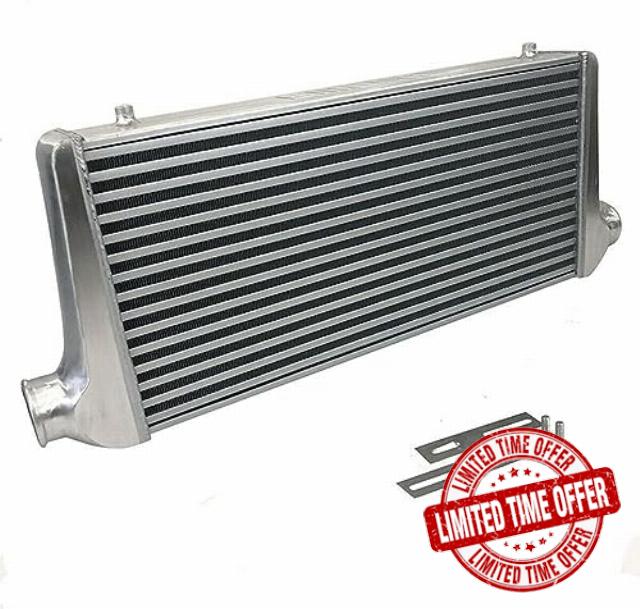 Universal Aluminum Tube and Fin Front Mount Turbo Intercooler Overall Size 31" x 13" x 3"/Core Size: 23" x 10.5" x2.5"