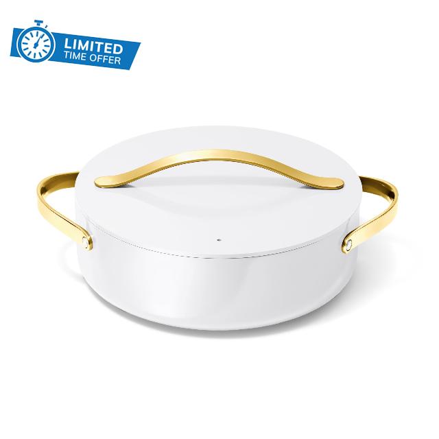 Caraway Rondeau - 6 Qt Non-Stick Pan with Lid - Free From Forever Chemicals - Perfect for Searing