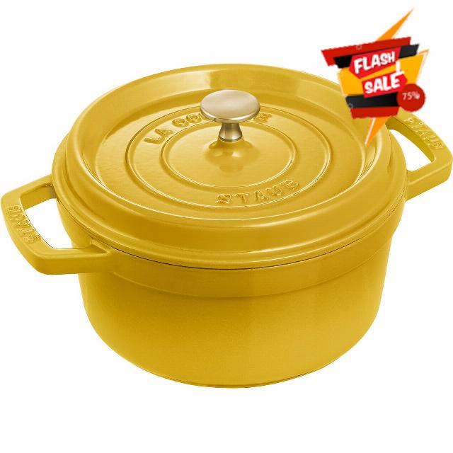staub La Cocotte Round Citron Z1029-367 Pico Cocotte Round Citron 7.1 inches (18 cm) Both Handed Cast Enameled Pot