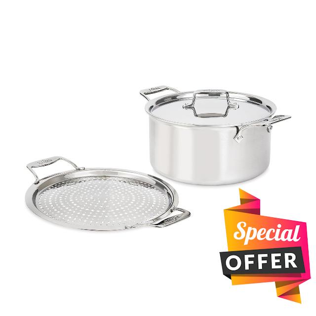 All-Clad D5 5-Ply Brushed Stainless Steel Stockpot with lid and Strain & Splatter Guard